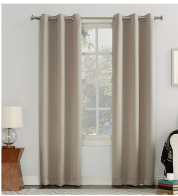 Sun Zero Evan  Blackout Grommet Top Single Curtain Panel Stone 40in x 63in-image