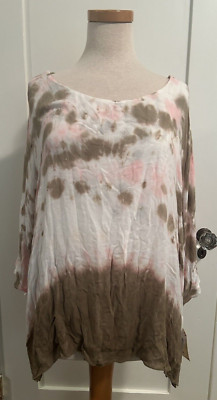 NWT Democracy Women Pink Olive Dip Dye Blouse Top Size XL NEW $64 small defect-image