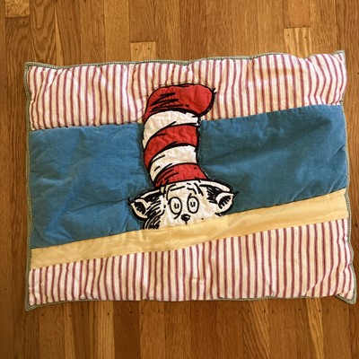 Pottery Barn Kids Pillow Sham Cover Cat in the Hat Thick Quilted Stripes Gingham-image