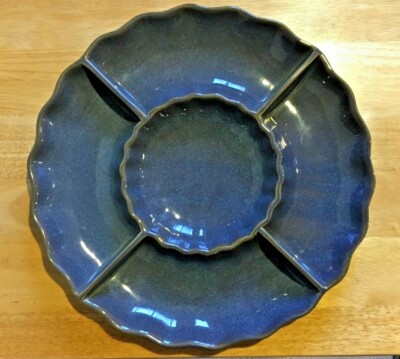 Pottery Chip Veggie & Dip Scalloped Platter - Purple/Blue-image