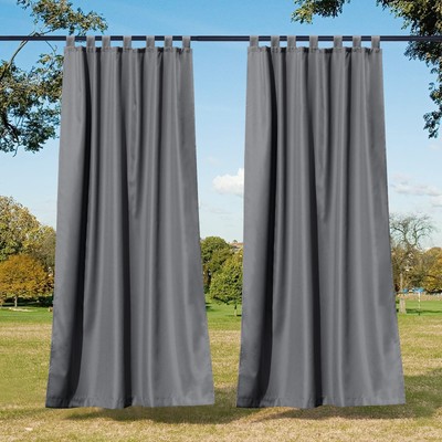 2 Panels Patio Outdoor Curtains 108 inches Length Thermal Insulated Tab Top L...-image