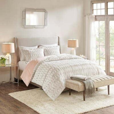 Comforter Set Back Print Long Fur Comforter Mini Set-image