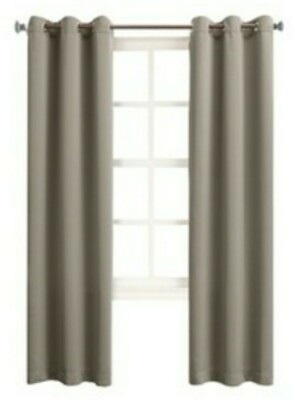 Sun Zero Energy efficient Grommet Window Curtain Panel, Stone Beige, 40x84 (M1)-image
