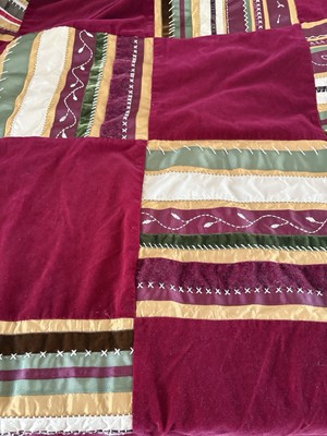 Pottery Barn Velvet Patchwork Duvet Cover QUEEN Claudene Jacquard 86” X 86 Heavy-image