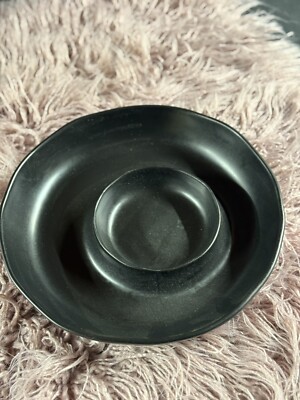 Chip And Dip Ceramic Platter, Black-image