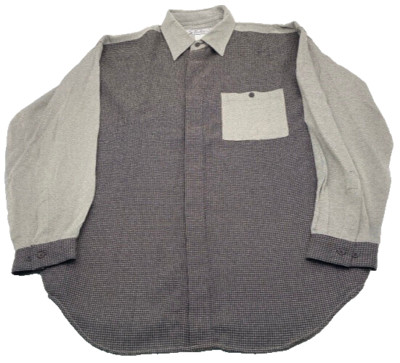 Studio-X Mens Large Long Sleeve Button Up Gray Check Shirt 3860-image