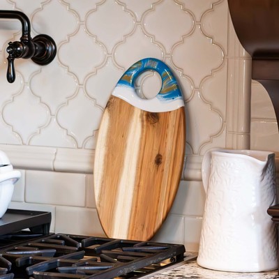 Large Oval Acacia Board With Dip Holder-image