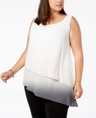 Joseph A 155603 Womens Asymmetric Dip Dye Tank Top-image