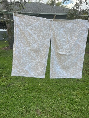 Pottery Barn King Pillow Cover Sham Jacquard Damask Beige White-image