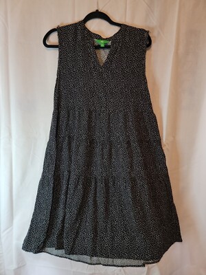 Dip Brand Black & White Distressed Sleeveless Vneck Wrinkle Material Dress Sz M-image