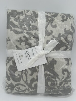 Pottery Barn Jacquard Medallion Full/Queen Duvet Cover Gray NWT-image