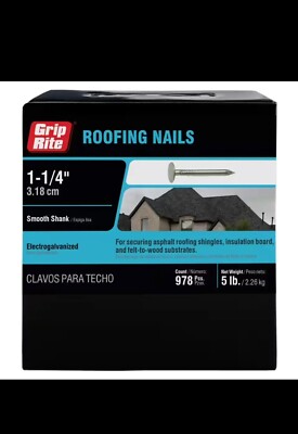 NEW Durable Steel Galvanized Roofing Nails 5 lbs PACK 1-1/4 in. Anti-Rust-image