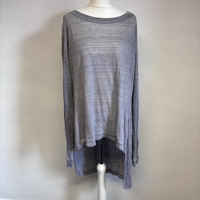 Grizas Linen Top Size Large Grey Dipped Hem Oversized Layering Summer-image