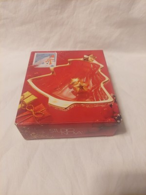 (C) STUDIO NOVA Yuletide Spirit Gold Trim Christmas Tree Shaped Glass Sweet Dish-image