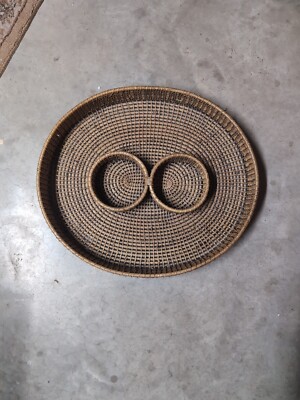Vintage Round Rattan Chip and Dip Quality Basket 11