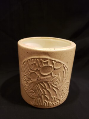 Vintage Mushroom Studio Pottery 1970s Planter Utensil Storage Crock 4.5