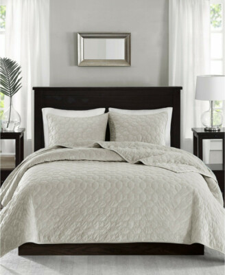 MADISON PARK HARPER COVERLET SET  WHITE COLOR KING/CAL KING SIZE NIP-image