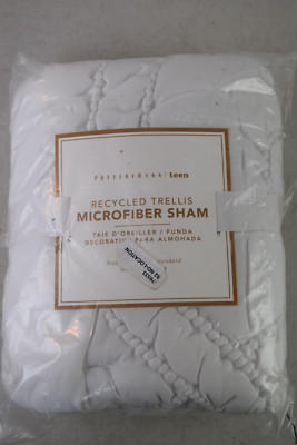 Pottery Barn teen recycled trellis microfiber sham. White. Standard.-image