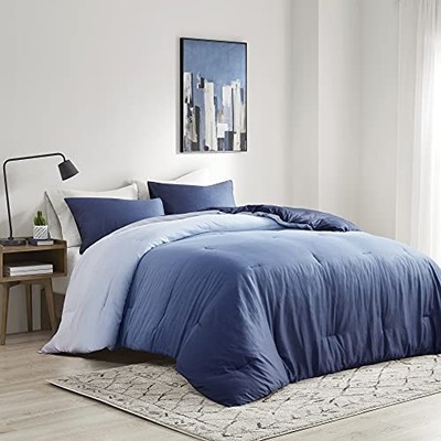  100% Sateen Cotton Comforter Set, Breathable, Queen Mist, Indigo Blue 3pcs-image