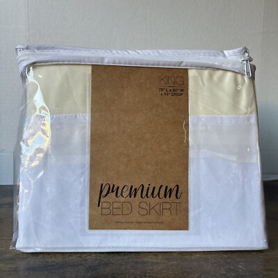 iEnjoy Hotel Collection Premium King Size Bed Skirt - Ivory 78”x80”-image