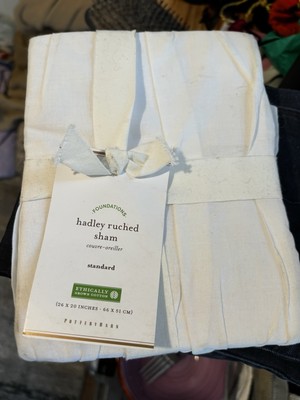 Pottery Barn White Hadley Ruched Standard Size Sham 26x20-image