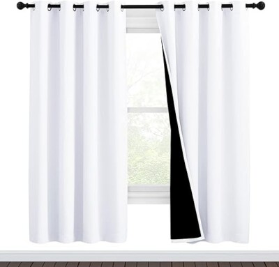 NICETOWN White Blackout Curtains 72 inches Long, Full Light Blocking Drapes-image