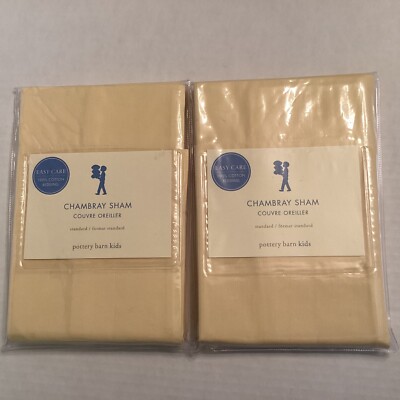 Pottery Barn Kids Chambray Standard Shams Cotton Easy Care Solid Butter-image