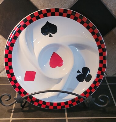 Vintage Poker Card Suit Vegetable Chip  Dip Platter Alco Industries-image