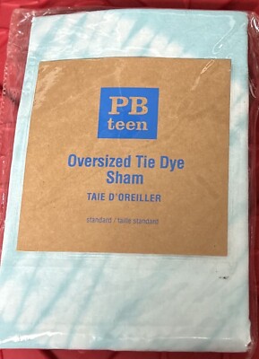 Pottery Barn Teen Tie Dye Multi Color Oversized Standard Sham - NEW Blue-image