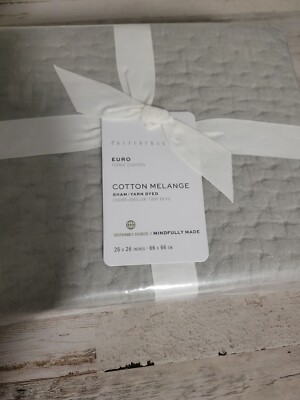 Pottery Barn Melange Handcrafted Cotton Quilted EURO Sham (1) Gray -image