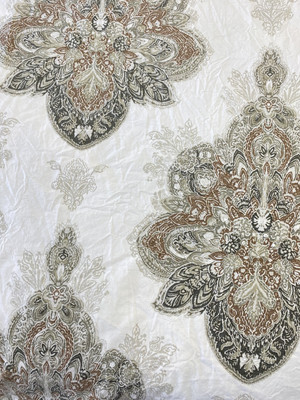 Pottery Barn Serrano FULL/QUEEN DUVET Cover Gray Brown Taupe Medallions 86x86-image