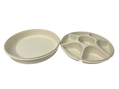 Vintage Tupperware 6 Section Chip Dip Veggie Fruits Relish Tray With Lid-image