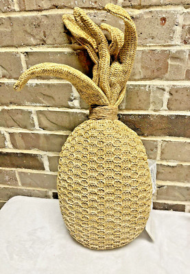 Pottery Barn Natural Pineapple Shaped Tropical Throw Pillow Indoor Outdoor NEW-image