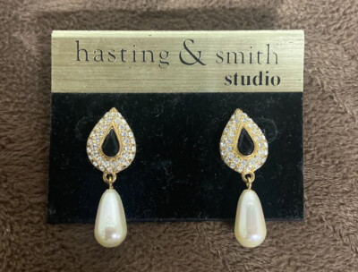 Hasting & Smith Studio Teardrop Pearl Earrings ~ Pretty • Fancy • New with Tags-image