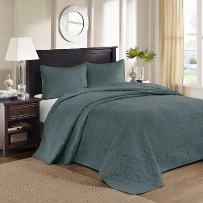 Madison Park 3pc Queen Vancouver Reversible Bedspread Set Dark Green-image