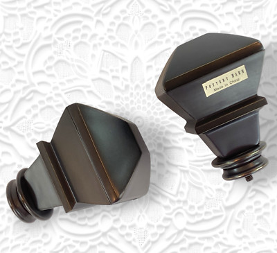 Pottery Barn Square Finials Antique Bronze Made of Steel w Bronze Finish Set/2-image