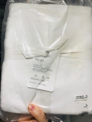 Pottery Barn Casual Tencel 320tc Essential Duvet Cover White Queen Lyocell New🦩-image