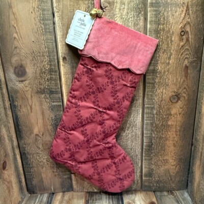 POTTERY BARN KIDS CHRIS LOVES JULIA CHRISTMAS STOCKING ~ RED LATTICE (NO MONO)-image