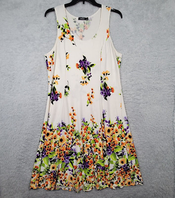 Elementz Dress Womens Large Floral Dipped Stretch Unlined Sleeveless-image