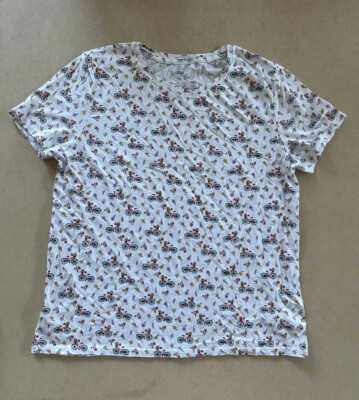 New w/o Tags DIP White Bicycle Print Women’s Short Sleeve T-Shirt ~ Size XL-image