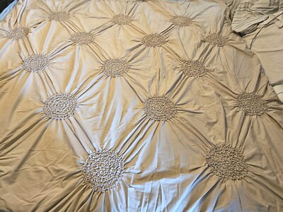 Next Full Sz Duvet Pick Stitch Circle Ruched Bedspread Cotton Blend With 2 Shams-image