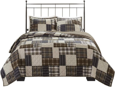 Reversible Quilt Cabin Lifestyle Plaid Design - All Season, Breathable Coverlet -image