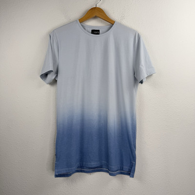 Cuts Clothing Men's Size L Split Hem Tee Shirt Hombre Dip Dye Blue Pyca Pro-image