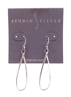 Studio Silver Sterling Silver Open Teardrop Drop Dangle Hook Earrings NEW-image