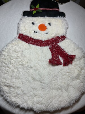 Max Studio  SNOWMAN Shaped Christmas Stocking CREAM RED BLACK 18 IN TALL NWT-image