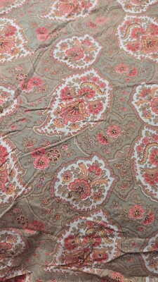 Full/Queen Pottery Barn Duvet 100% Cotton Paisley Floral Gray/Coral **MINT**-image