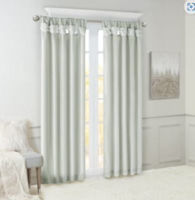 Madison Park Emilia Dusty Aqua Twist Tab Lined Window Curtain 50in x 95in-image