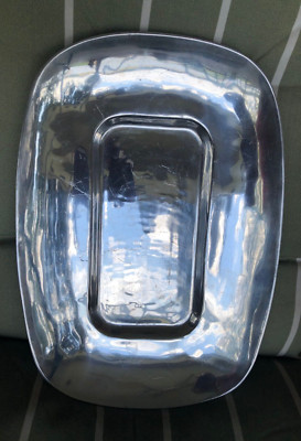 Pottery Barn Metallo Collection 18” large Rectangular Serving Platter Aluminum-image