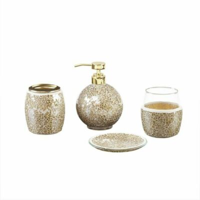 Madison Park Mosaic 4 Piece Bath Accessory Set Gold See Below-image