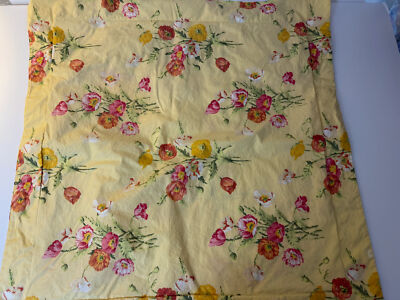 POTTERY BARN yellow floral cotton EURO sham 26 x 26-image